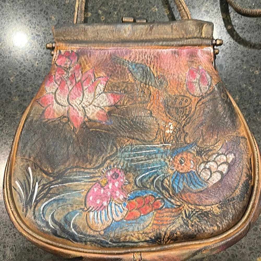 Jane Yoo Wearable Art Crossbody Bag Hand Painted Vintage